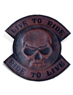 PARCHE DE ESPALDA PIEL LIVE TO RIDE SKULL ROJO 2