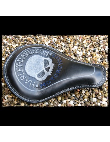 ASIENTO SOLO SKULL IRON BLUE UNIVERSAL HARLEY DAVIDSON NEGRO