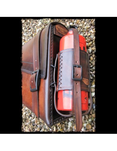 ALFORJA PIEL VINTAGE DARK LEATHER BOTTLE UNIVERSAL