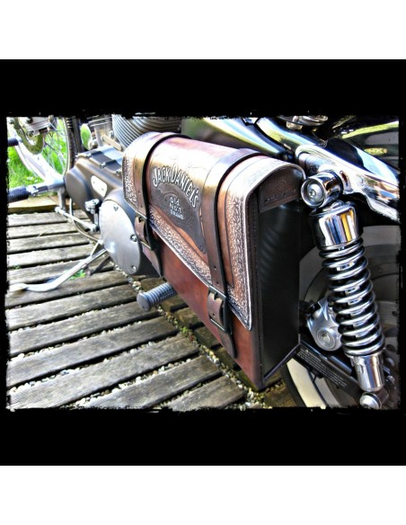 ALFORJA PIEL SEMIRRÍGIDA BLACK - WHITE UNIVERSAL