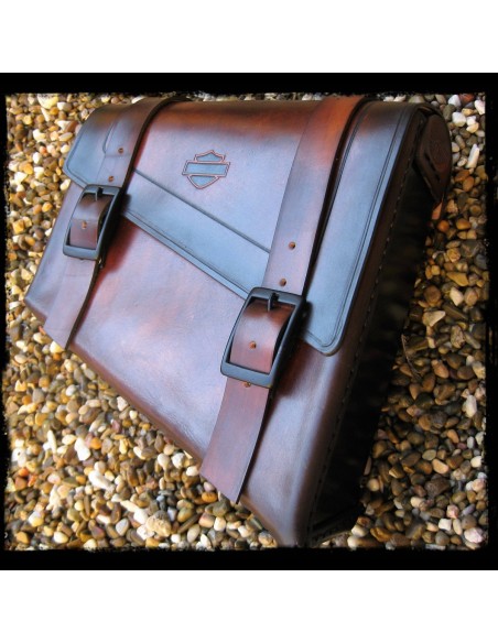 ALFORJA PIEL SEMIRRÍGIDA LEATHER LOGO UNIVERSAL