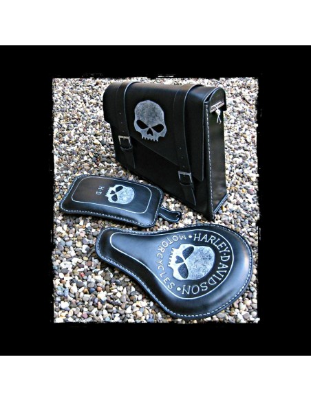 ALFORJA PIEL SEMIRRÍGIDA SKULL BLACK UNIVERSAL