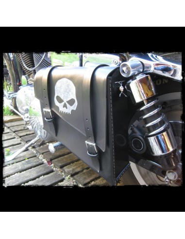 ALFORJA PIEL SEMIRRÍGIDA SKULL BLACK UNIVERSAL