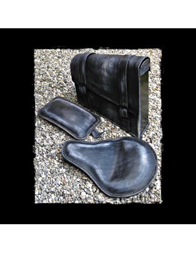 ALFORJA PIEL SEMIRRÍGIDA VINTAGE BLACK UNIVERSAL