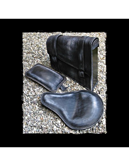 ALFORJA PIEL SEMIRRÍGIDA VINTAGE BLACK UNIVERSAL