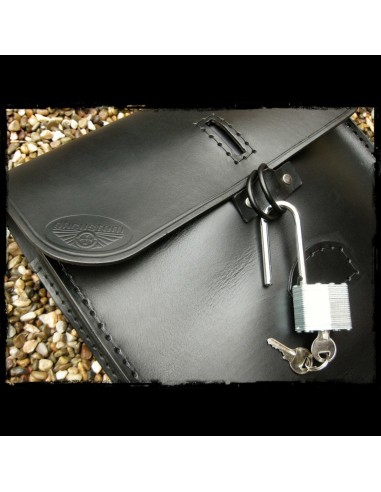 ALFORJA CUERO NEGRO CANDADO UNIVERSAL