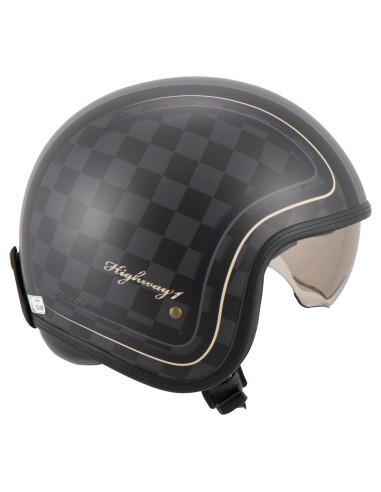CASCO CUSTOM HIGHWAY 1 NEGRO MATE HOMOLOGADO para Cascos Jet