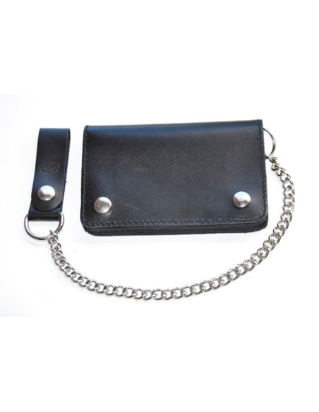 CARTERA PIEL BIKER BASICA 10X15 CON CADENA PARA CINTURÓN