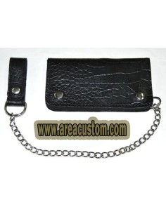 CARTERA COCO 17X9 NEGRA PIEL ENVEJECIDA CON CADENA PARA CINTURÓN