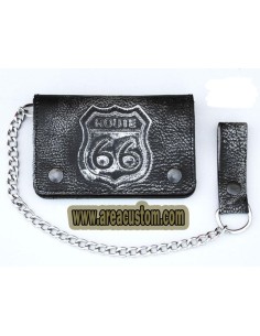CARTERA RUTA-66 PIEL ENVEJECIDA CON CADENA PARA CINTURÓN 10X15