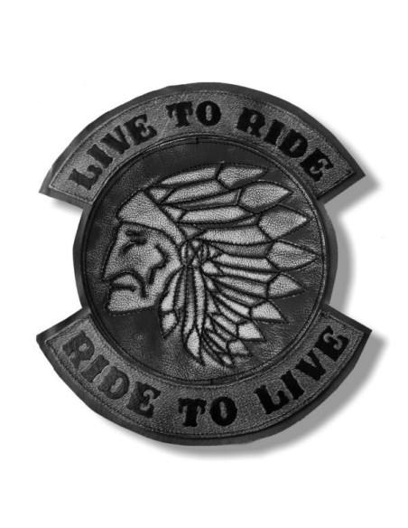 PARCHE DE ESPALDA PIEL JEFE INDIO GRIS ENVEJECIDO
