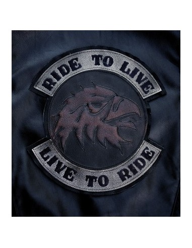 PARCHE DE ESPALDA PIEL LIVE TO RIDE EAGLE HEAD BURDEOS