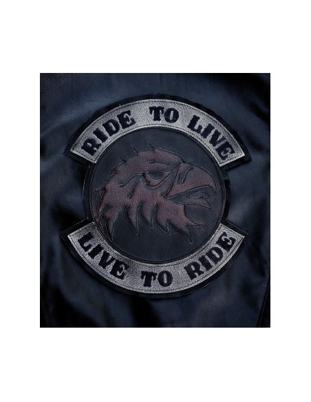 PARCHE DE ESPALDA PIEL LIVE TO RIDE EAGLE HEAD BURDEOS