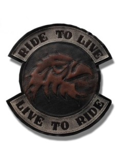 PARCHE DE ESPALDA PIEL LIVE TO RIDE EAGLE HEAD BURDEOS