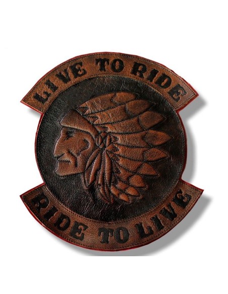 PARCHE DE ESPALDA PIEL LIVE TO RIDE JEFE INDIO PARCHE DE ESPALDA PIEL LIVE TO RIDE JEFE INDIO