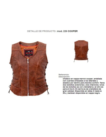 CHALECO PIEL COOPER NAPPA MARRON CHICA ENTALLADO