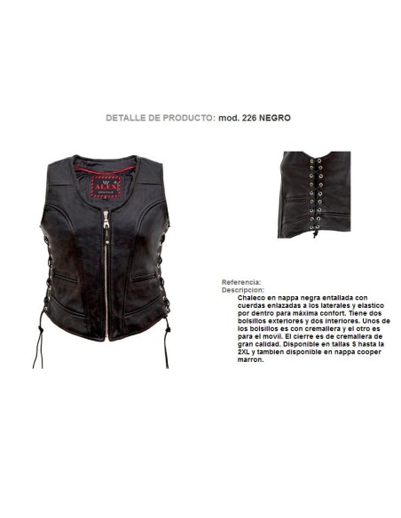 CHALECO PIEL NAPPA NEGRO CHICA ENTALLADO CHALECO PIEL NAPPA NEGRO CHICA ENTALLADO