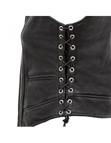 CHALECO PIEL NAPPA NEGRO CHICA ENTALLADO