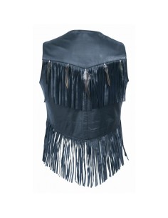CHALECO PIEL CHICA CON FLECOS Y PLUMAS 2