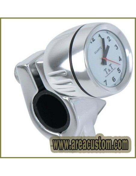 RELOJ CUARZO T&T BULLET CROMADO PARA MANILLAR RELOJ CUARZO T&T BULLET CROMADO PARA MANILLAR