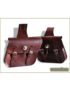 ALFORJAS PIEL APACHE MARRON CAFE BASICA 28X14X35