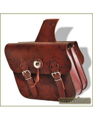 ALFORJAS PIEL APACHE MARRON CAFE BASICA 28X14X35