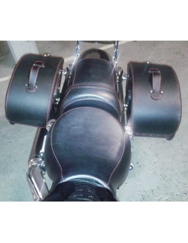 ALFORJAS PIEL NAPOLEÓN BASICA RIGIDAS RED SEWING