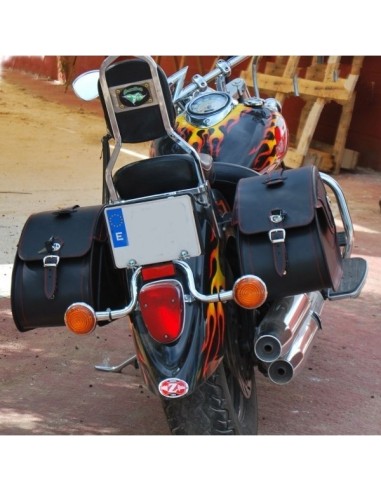 ALFORJAS PIEL NAPOLEÓN BASICA RIGIDAS RED SEWING