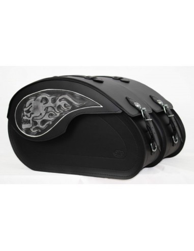 ALFORJAS PIEL NAPOLEÓN BASICA RIGIDAS SKULL FIRE