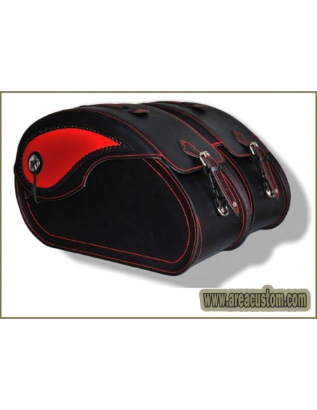 ALFORJAS PIEL NAPOLEÓN BASICA RIGIDAS RED SEWING RED