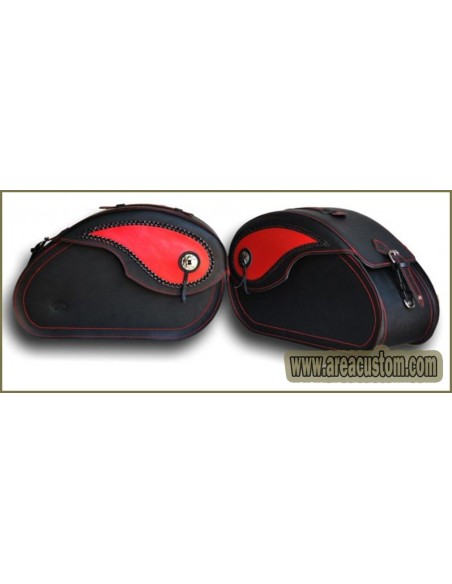 ALFORJAS PIEL NAPOLEÓN BASICA RIGIDAS RED SEWING RED