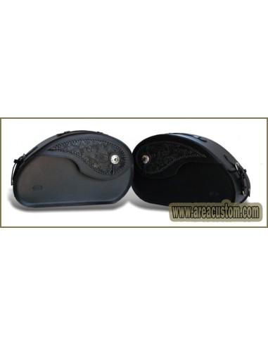 ALFORJAS PIEL NAPOLEÓN BASICA RIGIDAS GOTICAS HARLEY DAVIDSON FAT BOY