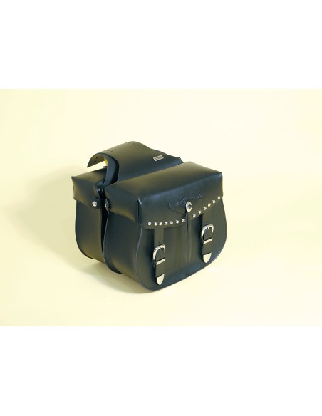 ALFORJAS PIEL ROUTE-66 TACHUELAS UNIVERSALES 34X30X14