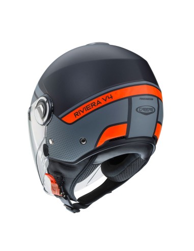 CASCO JET RIVIERA V4 CABERG ELITE NEGRO MATE -ANTRACITA - NARANJA
