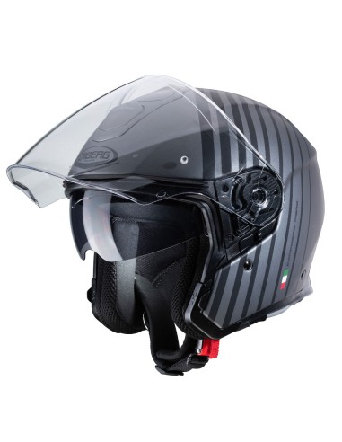 CASCO JET CABERG FLYON BAKARI GRIS PLOMO MATE - NEGRO