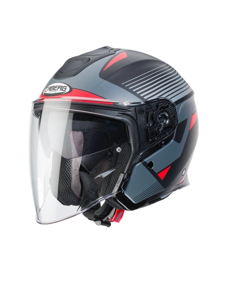 CASCO JET CABERG FLYON RIO NEGRO MATE - ROJO - ANTRACITA - PLATA