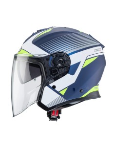CASCO JET CABERG FLYON RIO AZUL MATE - BLANCO - FLUOR - PLATA 2