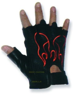 GUANTES CORTOS PIEL LLAMAS NARANJAS