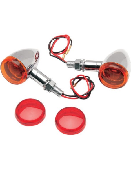 PILOTOS  MINI DEUCE CROMADOS  LENTES AMBAR-ROJAS HOMOLOGADO