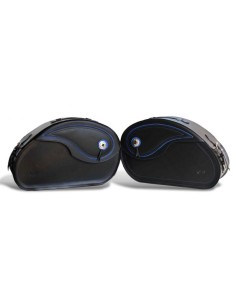 ALFORJAS RIGIDAS PIEL NAPOLEON BMW R18 HILO AZUL 2