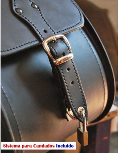 ALFORJAS RIGIDAS PIEL NAPOLEON BMW R18 HILO AZUL