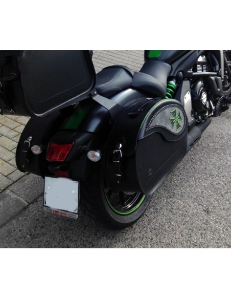 ALFORJAS RIGIDAS PIEL VENDETTA KAWASAKI VULCAN S PERFIL KAWA