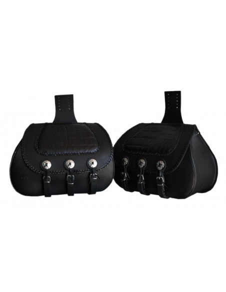 ALFORJAS RIGIDAS PIEL BASICA JABATO TRENZADO COCO