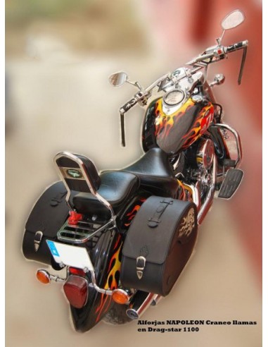 ALFORJAS PIEL RIGIDAS NAPOLEÓN CRANEO LLAMAS