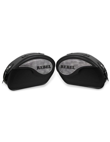 ALFORJAS PIEL RIGIDAS VENDETTA HONDA REBEL LOGO REBEL