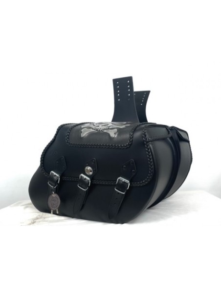 ALFORJAS PIEL IKARO TRENZADO CALAVERA ALFORJAS PIEL IKARO TRENZADO CALAVERA