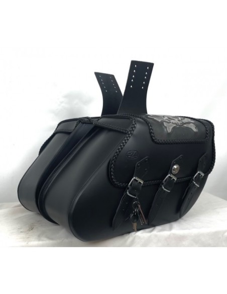 ALFORJAS PIEL IKARO TRENZADO CALAVERA ALFORJAS PIEL IKARO TRENZADO CALAVERA