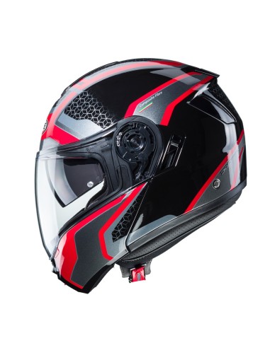CASCO MODULAR CABERG LEVO SONAR NEGRO-ROJO-ANTRACITA-PLATA