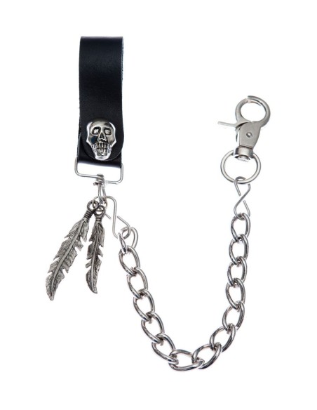 CADENA CINTURON GRUESA CALAVERA Y PLUMAS CADENA CINTURON GRUESA CALAVERA Y PLUMAS