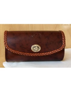 BOLSO PANTALLA CUSTOM TRENZADO MARRÓN  22X12X8CM